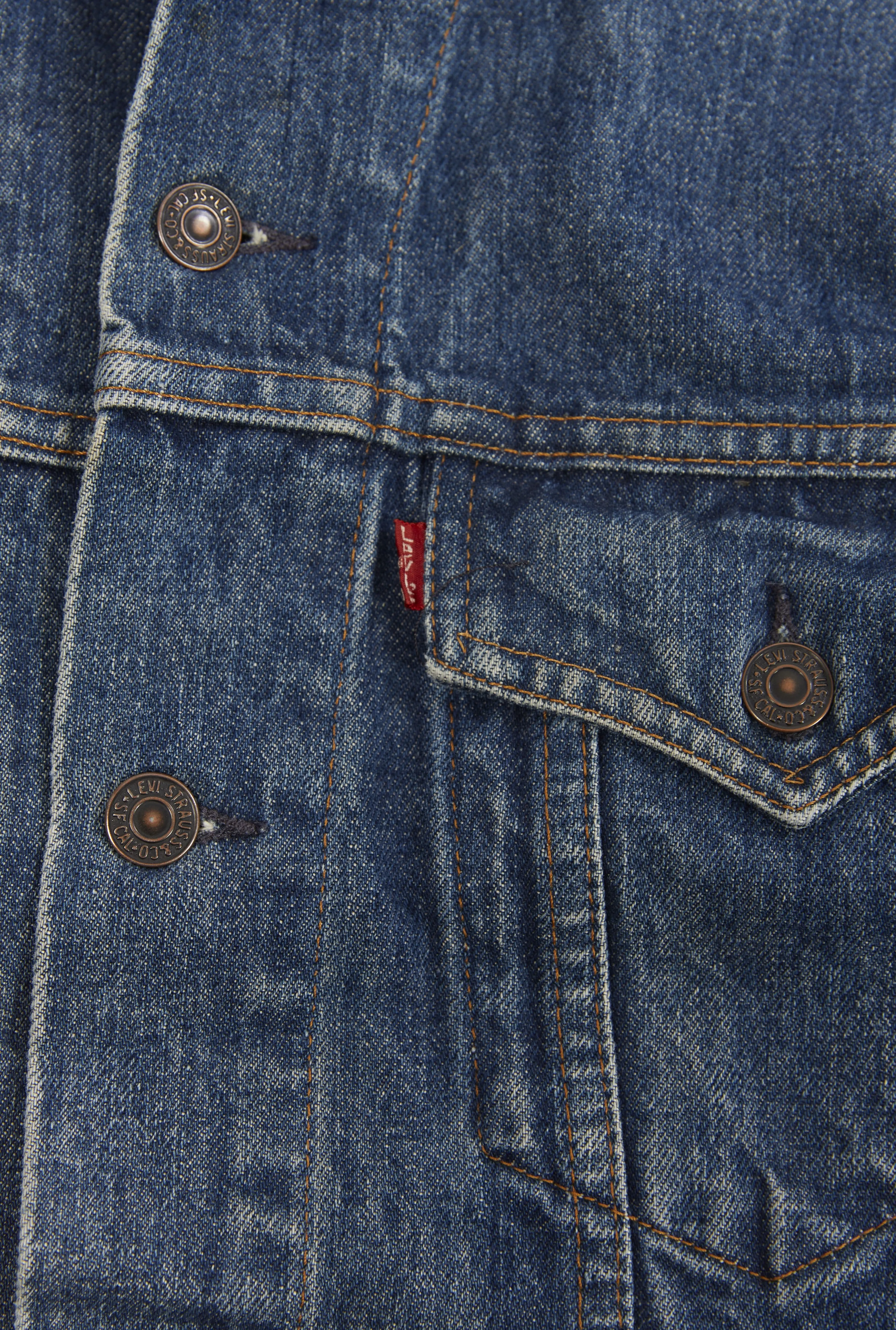 1980's Vintage Levi's Trucker Jacket| 75505-0217| Union Made| Medium Wash| Denim Jean Jacket| 2 pockets| Levi Strauss & co. (Men's 38)