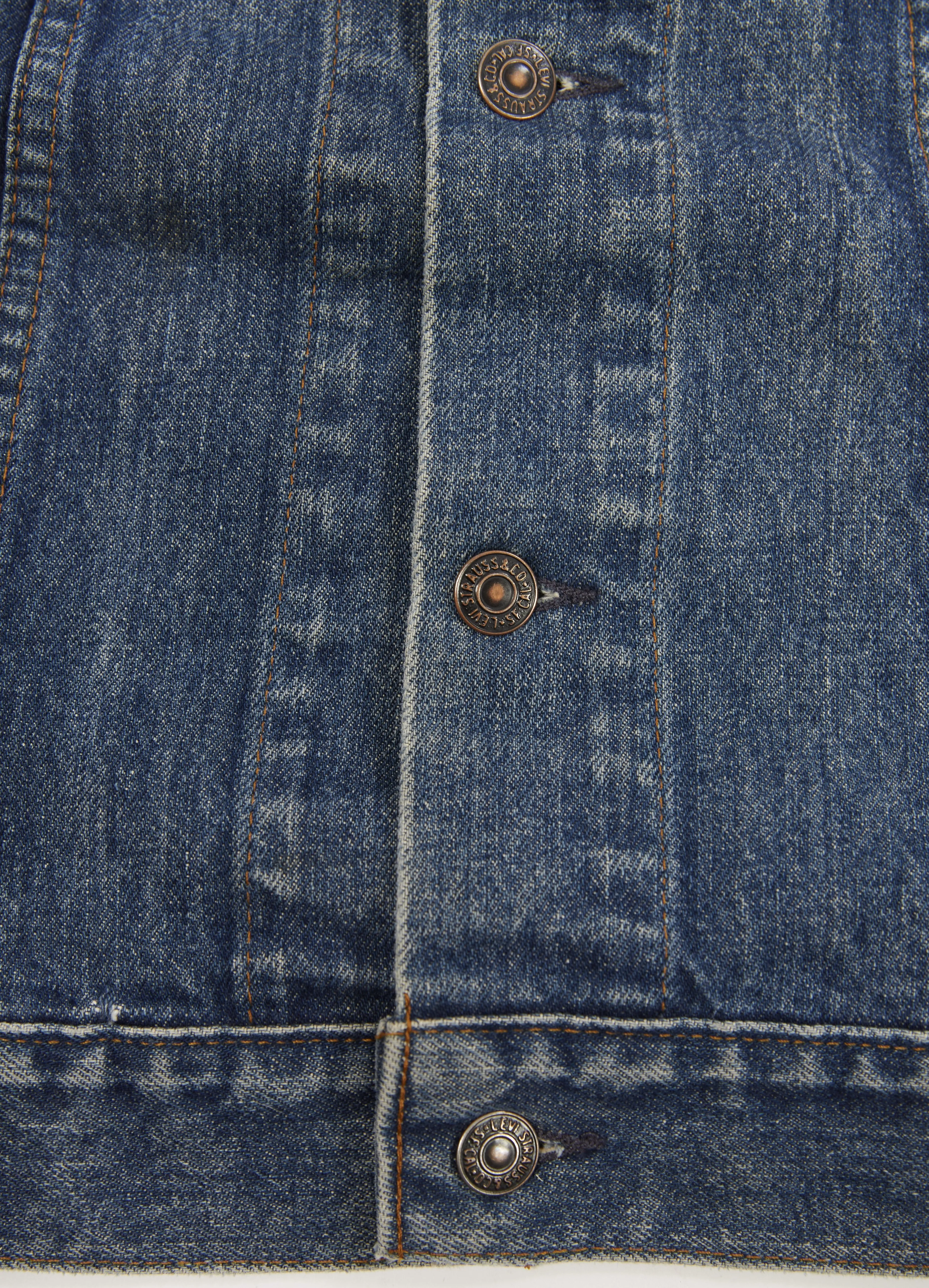 1980's Vintage Levi's Trucker Jacket| 75505-0217| Union Made| Medium Wash| Denim Jean Jacket| 2 pockets| Levi Strauss & co. (Men's 38)