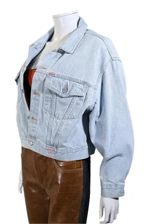 80s Guess Cropped Light Acid Washed Denim Jacket, Georges Marciano S