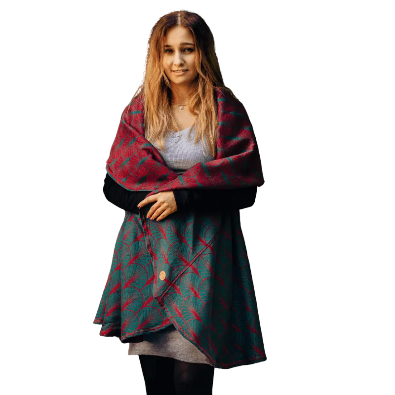Babywearing Long Cardigan Deco Maroon Moss by LennyLamb