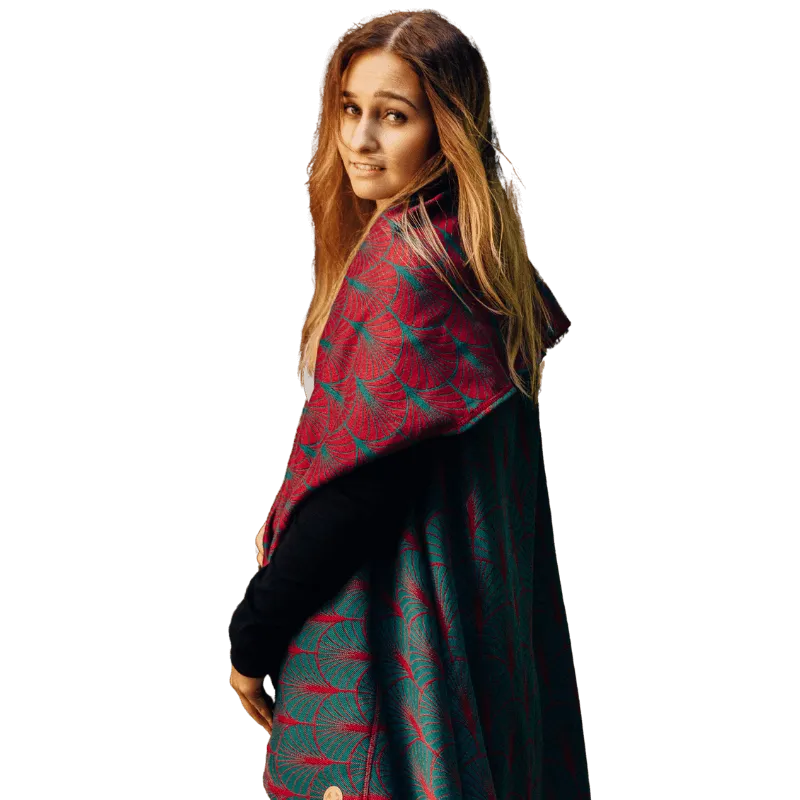 Babywearing Long Cardigan Deco Maroon Moss by LennyLamb