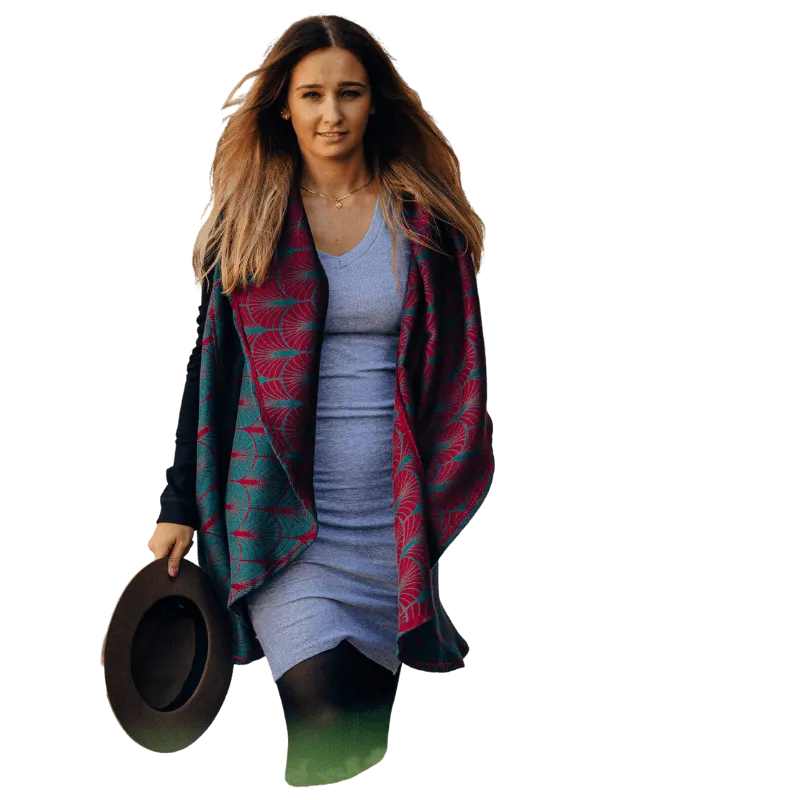 Babywearing Long Cardigan Deco Maroon Moss by LennyLamb