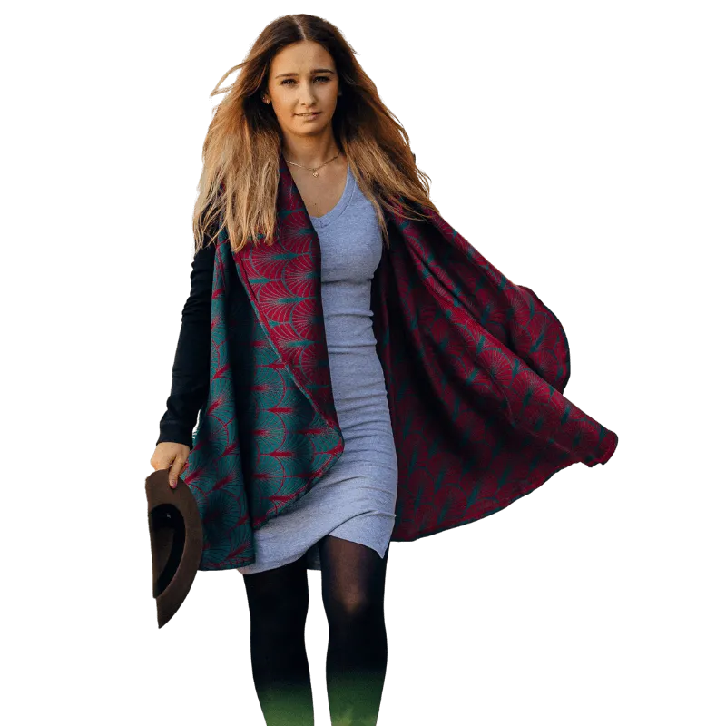Babywearing Long Cardigan Deco Maroon Moss by LennyLamb