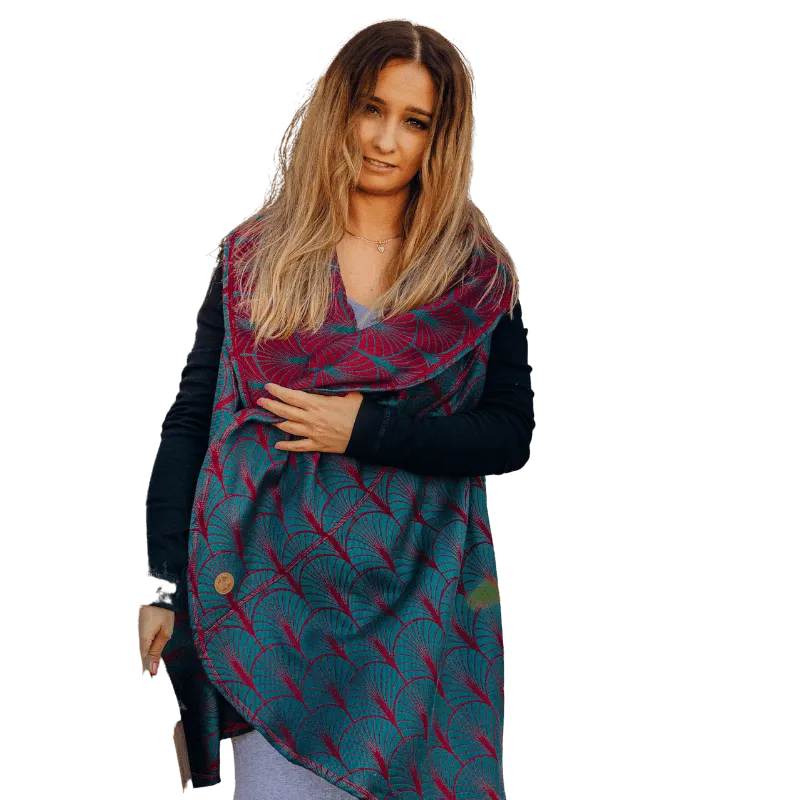 Babywearing Long Cardigan Deco Maroon Moss by LennyLamb