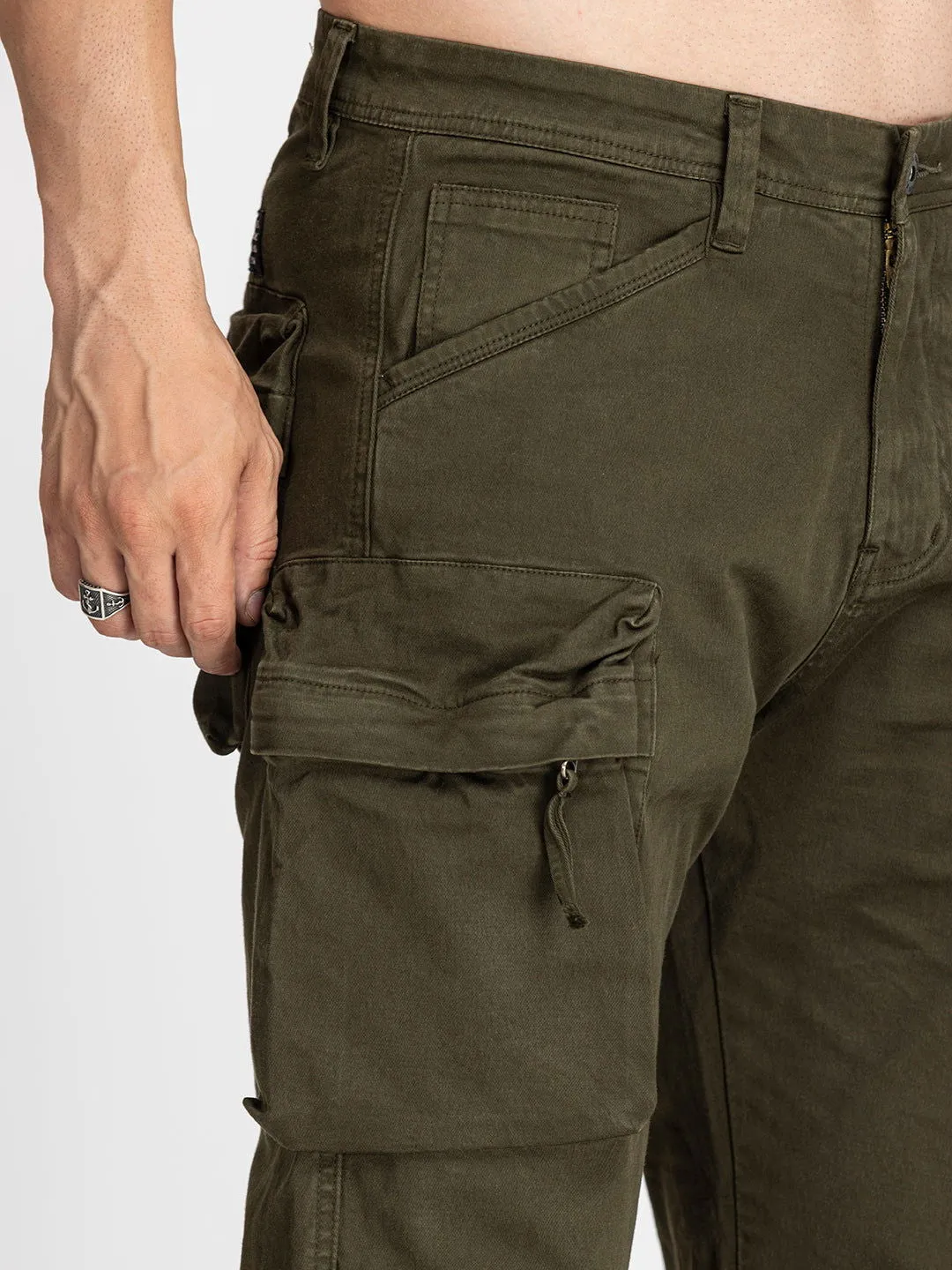 Baggy Utility Pants-10 pockets Dark green