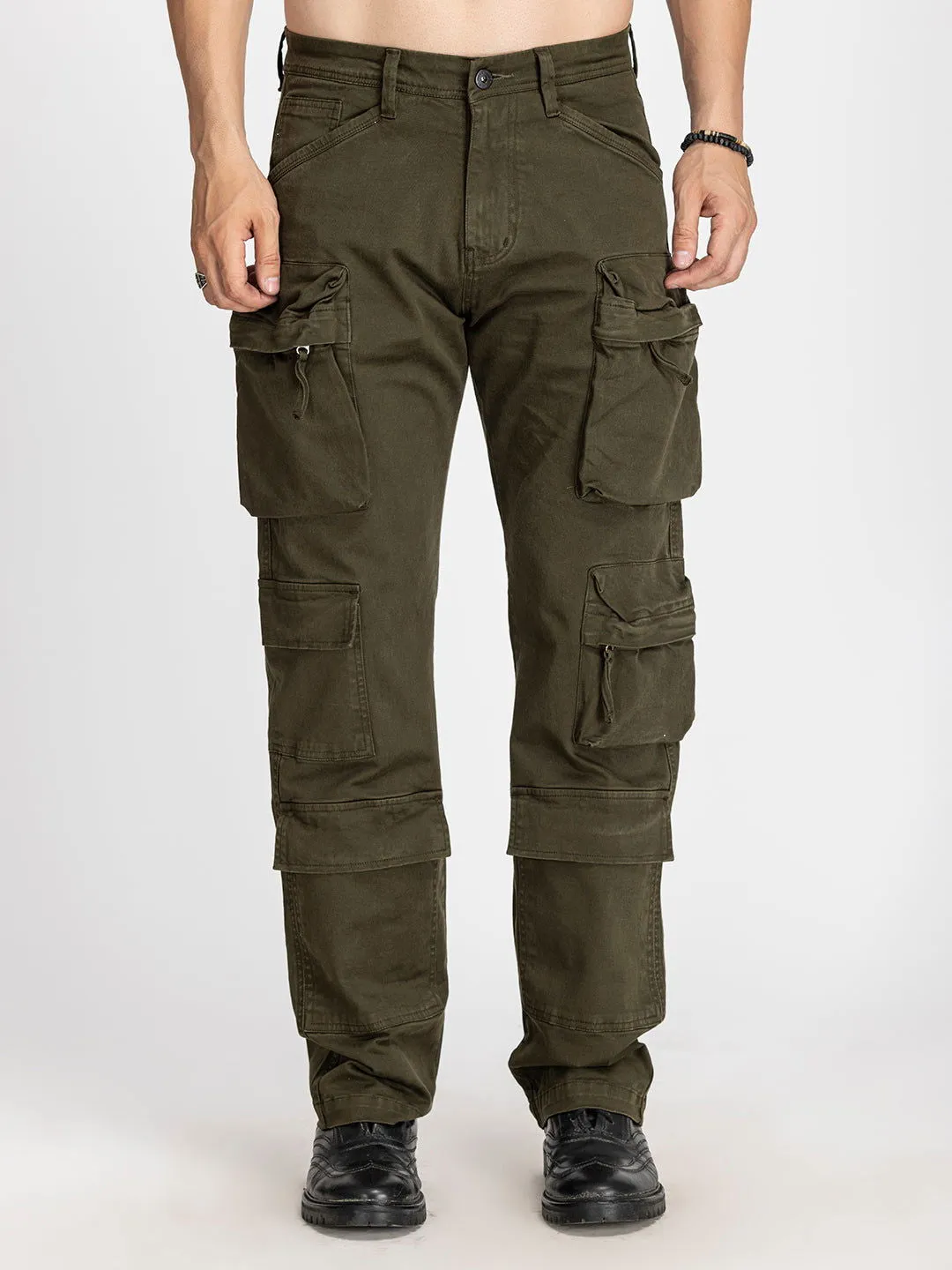 Baggy Utility Pants-10 pockets Dark green