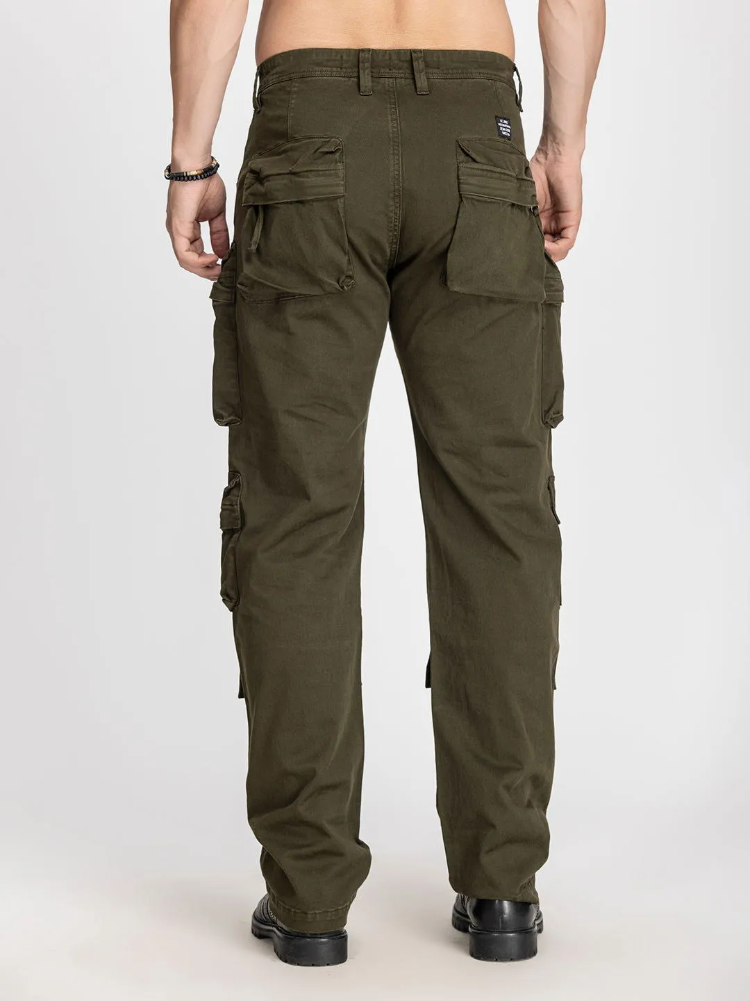 Baggy Utility Pants-10 pockets Dark green
