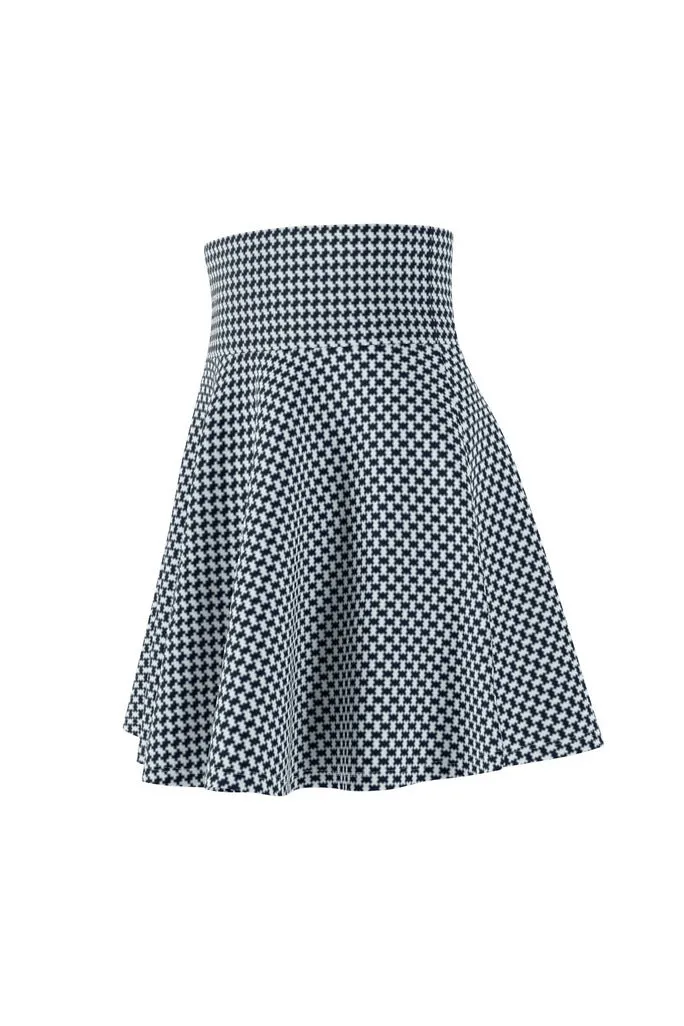 Blue Corduroy Women's Skater Skirt