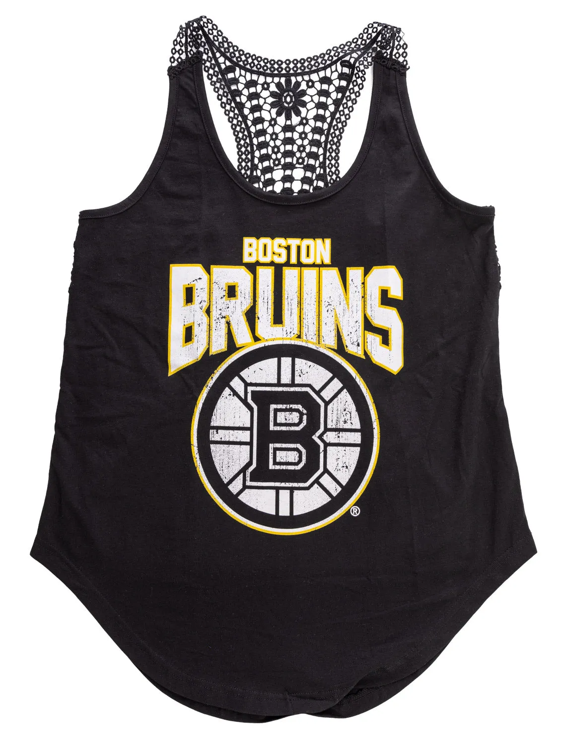 Boston Bruins Ladies "Distressed" Lace Flowy Tank Top