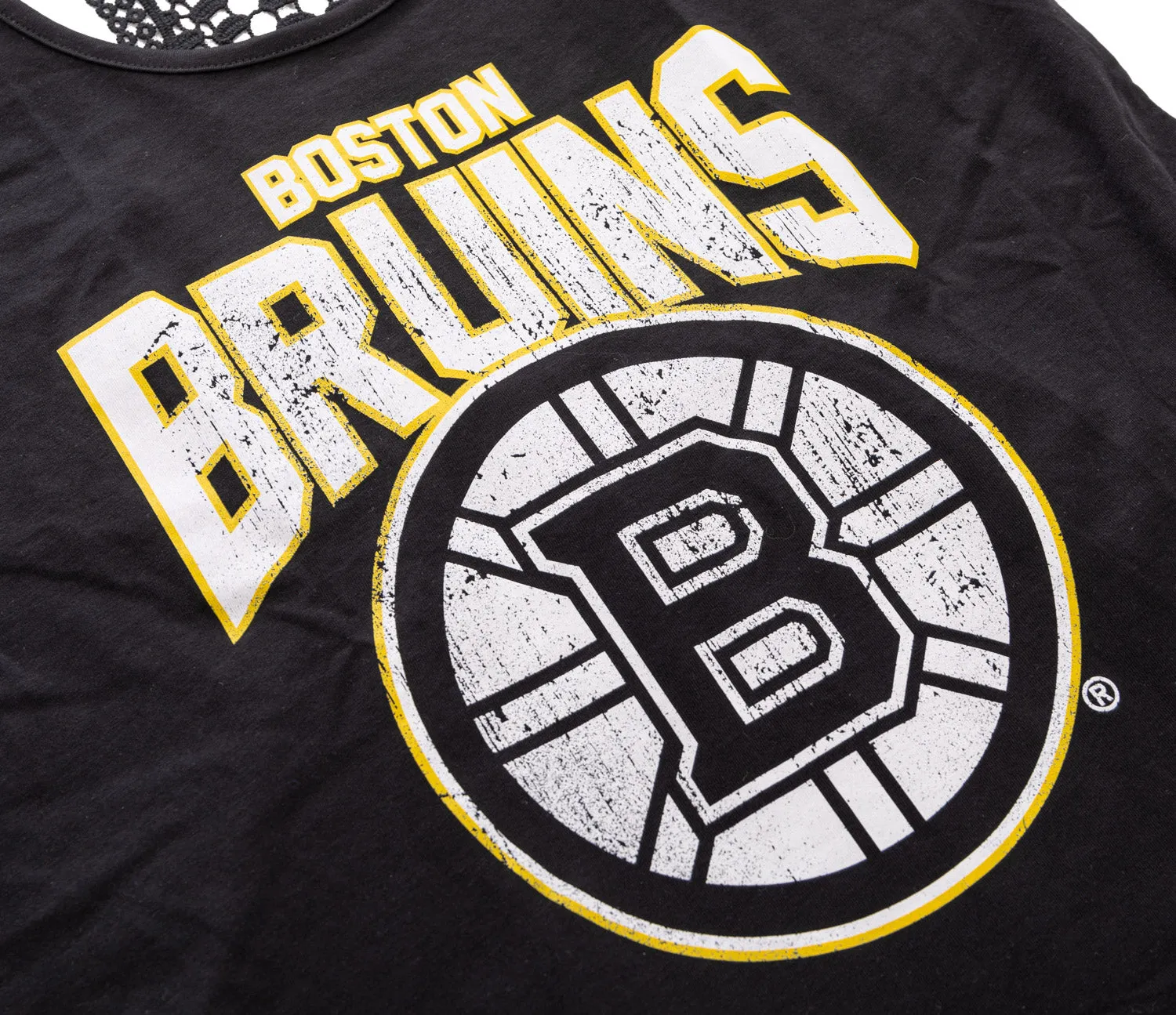 Boston Bruins Ladies "Distressed" Lace Flowy Tank Top