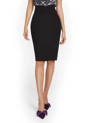 Button-Front Pencil Skirt