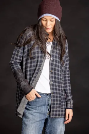 Cashmere Plaid Shirt - Navy/Thunder