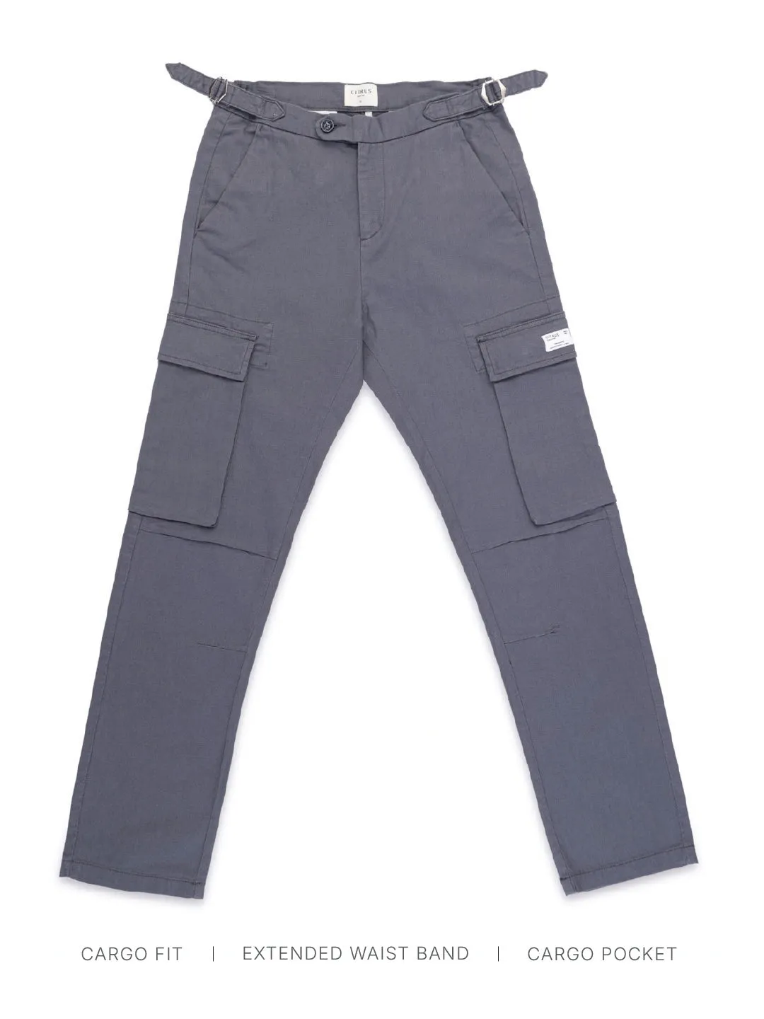 Dark Grey Cotton Stretch Cargo Pant