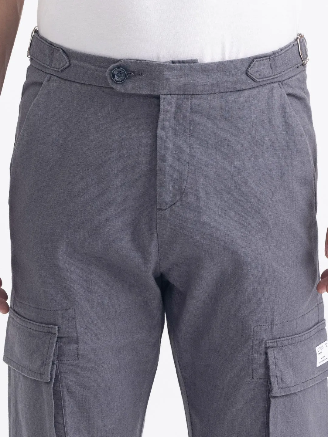 Dark Grey Cotton Stretch Cargo Pant