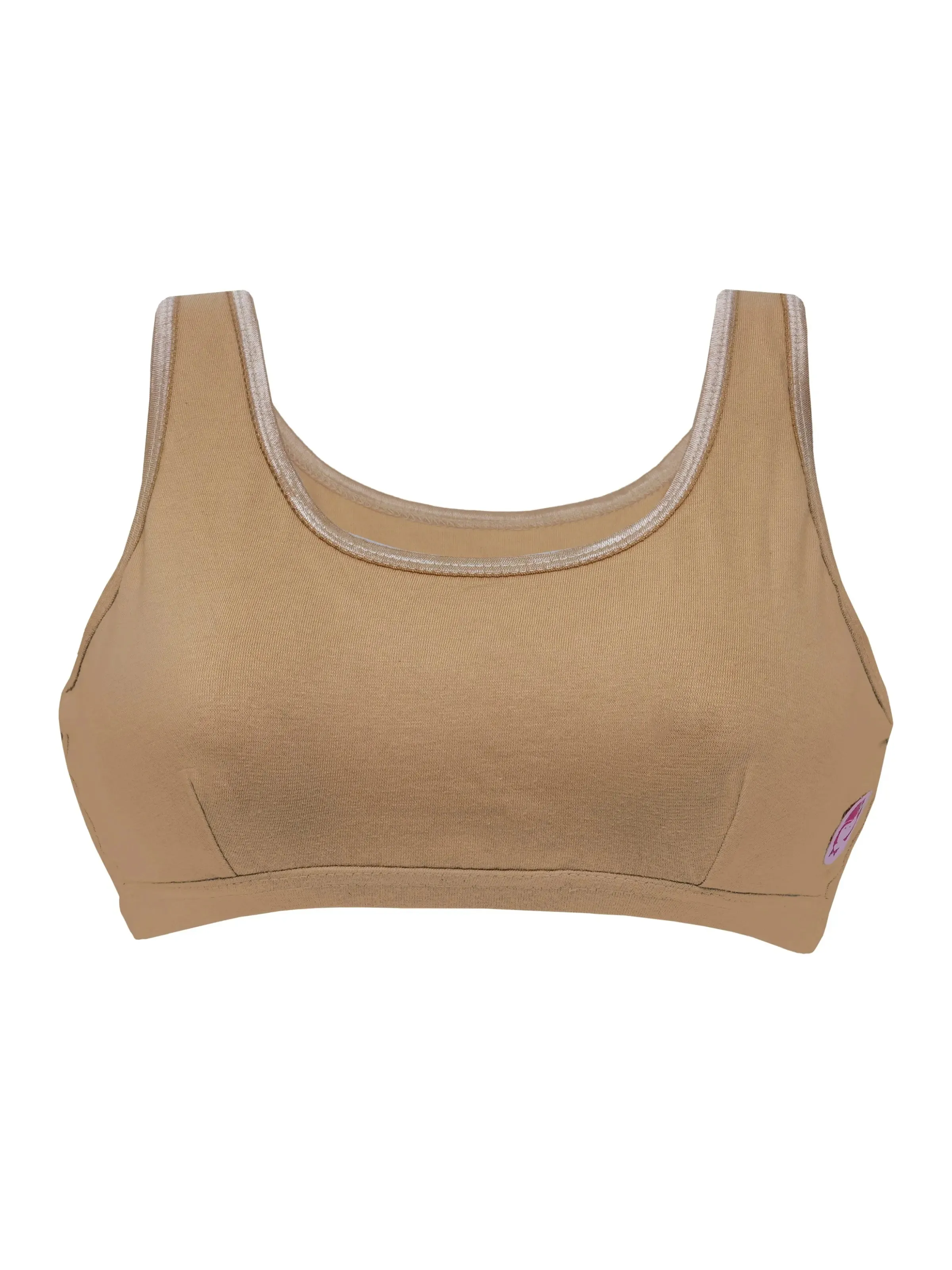 Double-Layer Broad Strap Cotton Sports Bra | Supportive & Non-Padded Beginner Bra | Printed & Solid