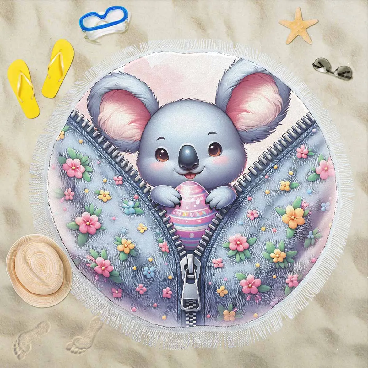 Easter Koala Awd1303  Circular Beach Shawl 59"