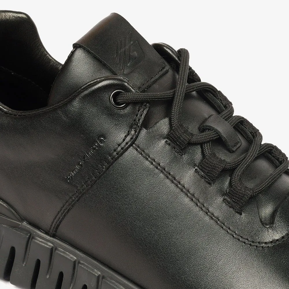 Greyder Men's Casual Leather Sneakers In Black