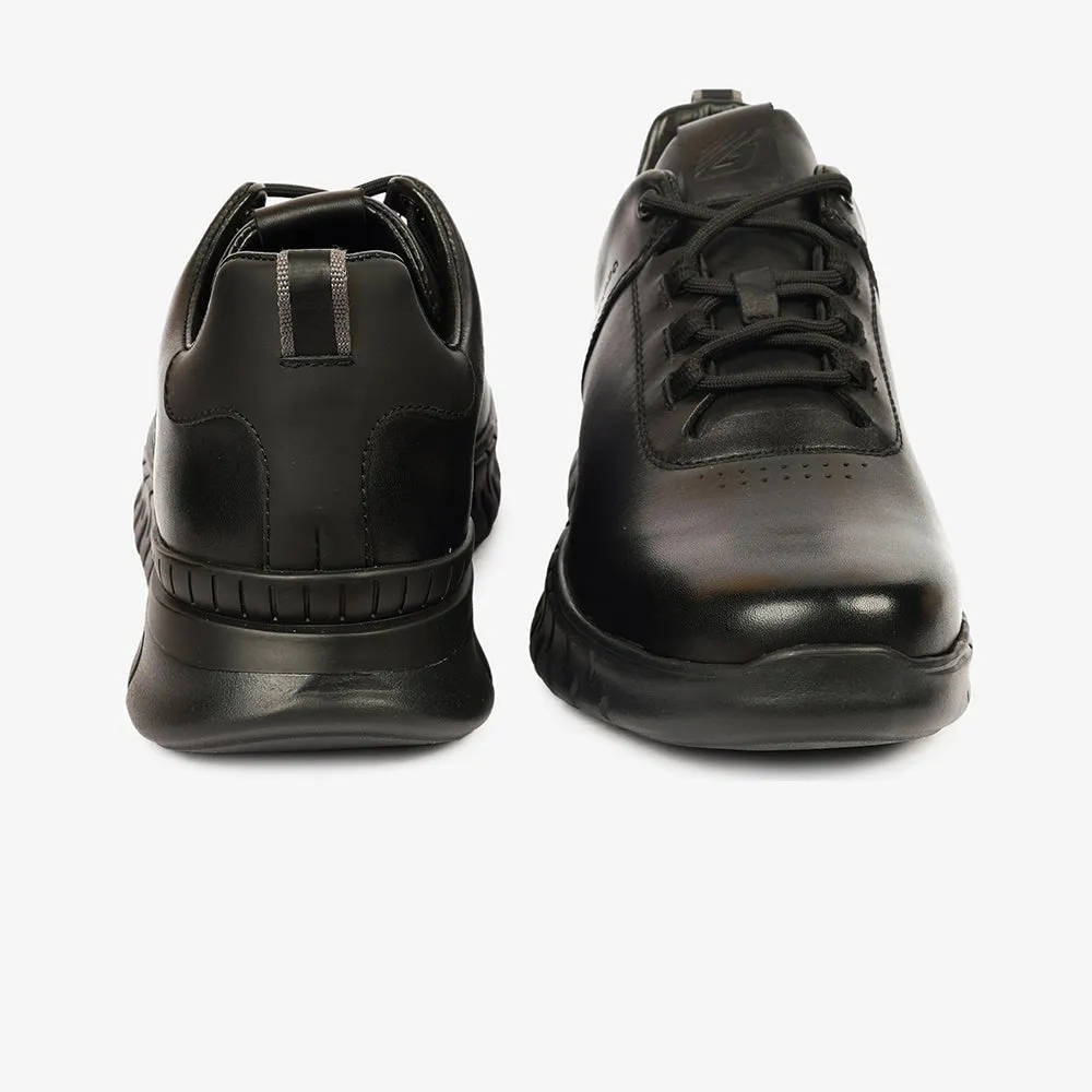 Greyder Men's Casual Leather Sneakers In Black