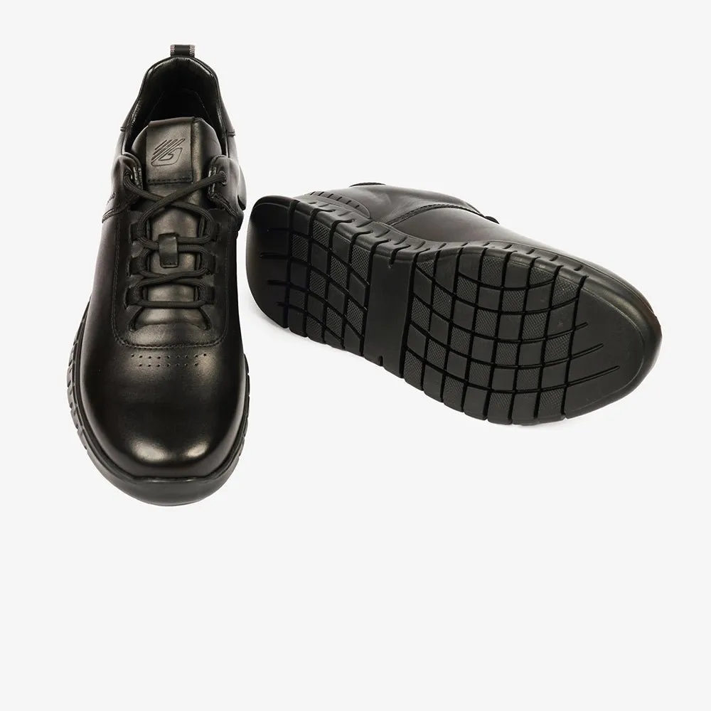 Greyder Men's Casual Leather Sneakers In Black