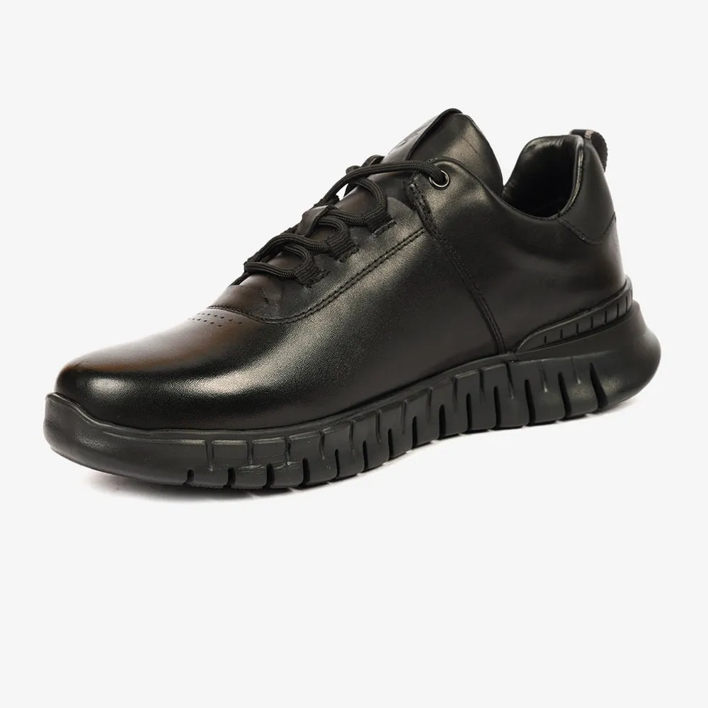 Greyder Men's Casual Leather Sneakers In Black
