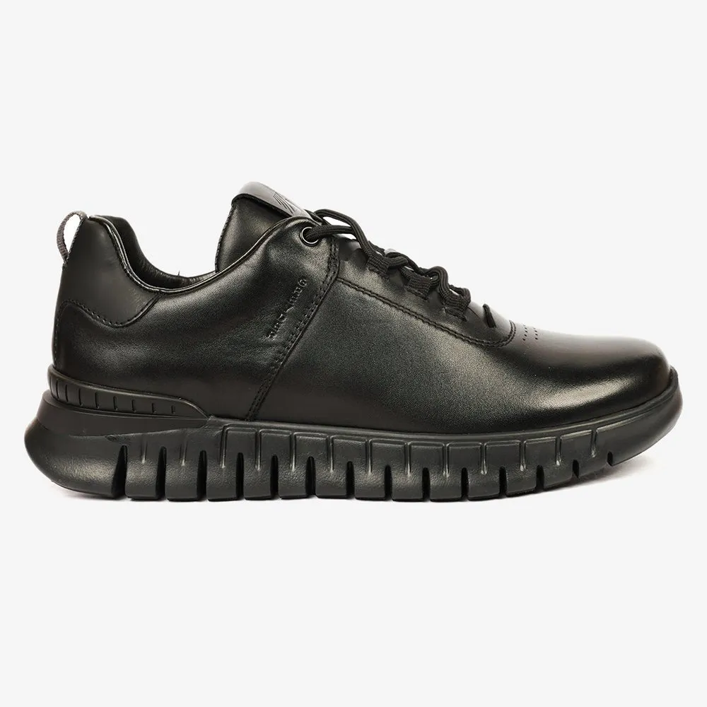 Greyder Men's Casual Leather Sneakers In Black