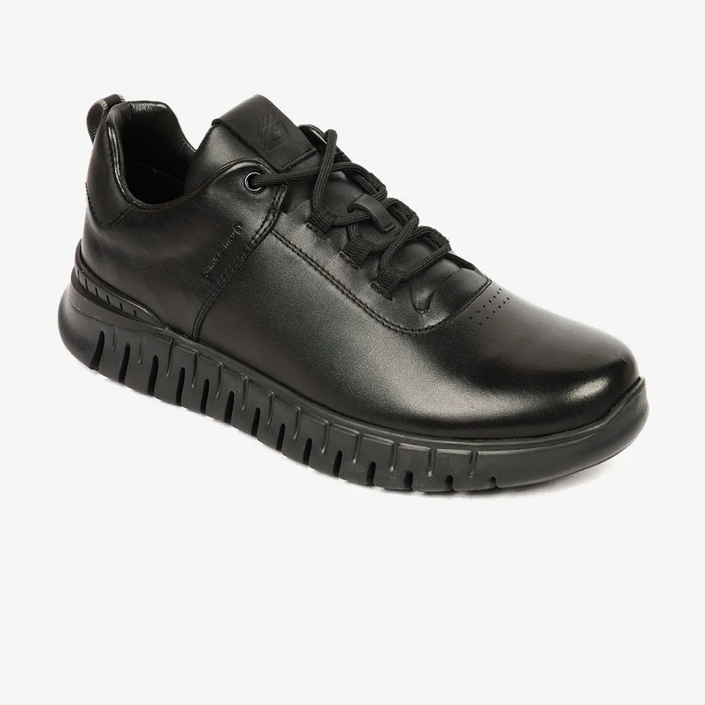 Greyder Men's Casual Leather Sneakers In Black
