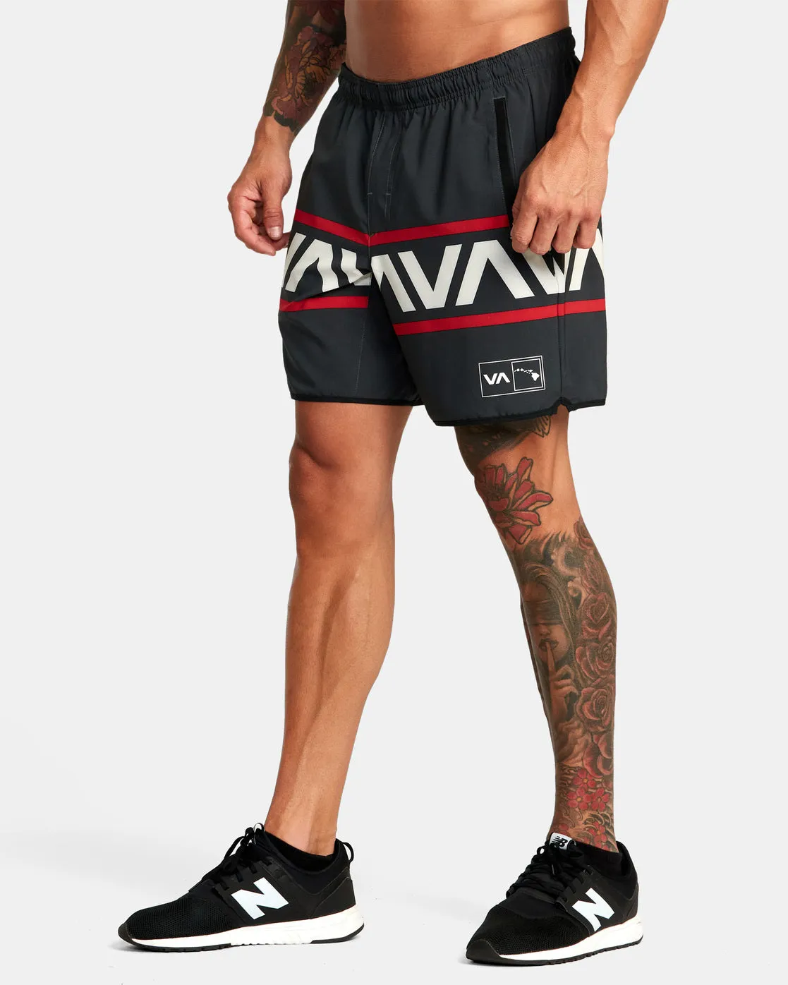 Hawaii Banded Yogger Stretch 17" Technical Shorts - Black