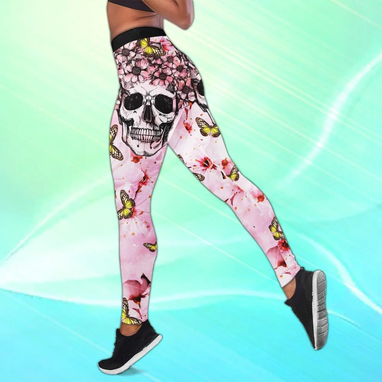 Hot Skull Butterfly Tanktops And Leggings Set