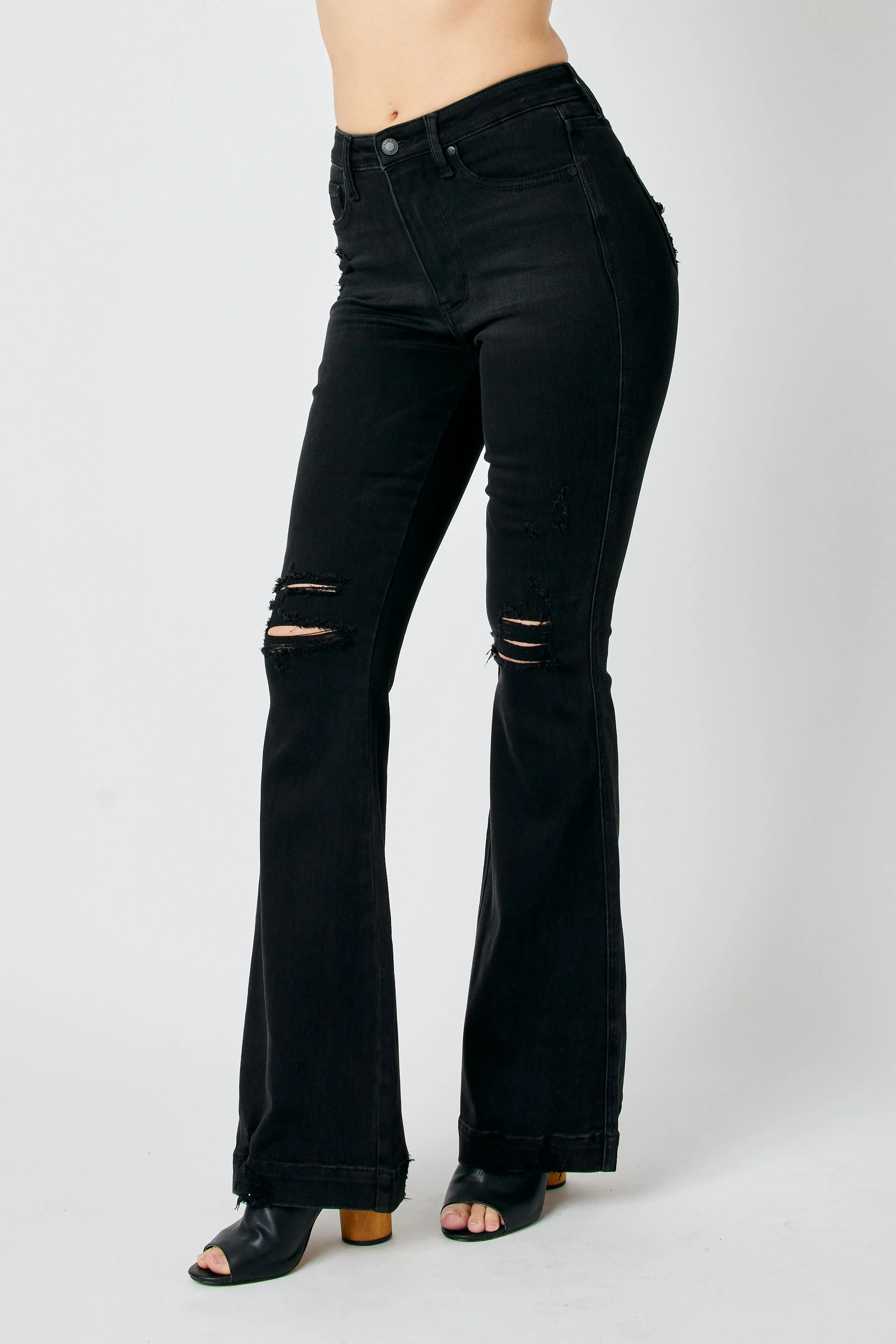 Judy Blue Black High Waisted Tummy Control Destroy Flare 88622