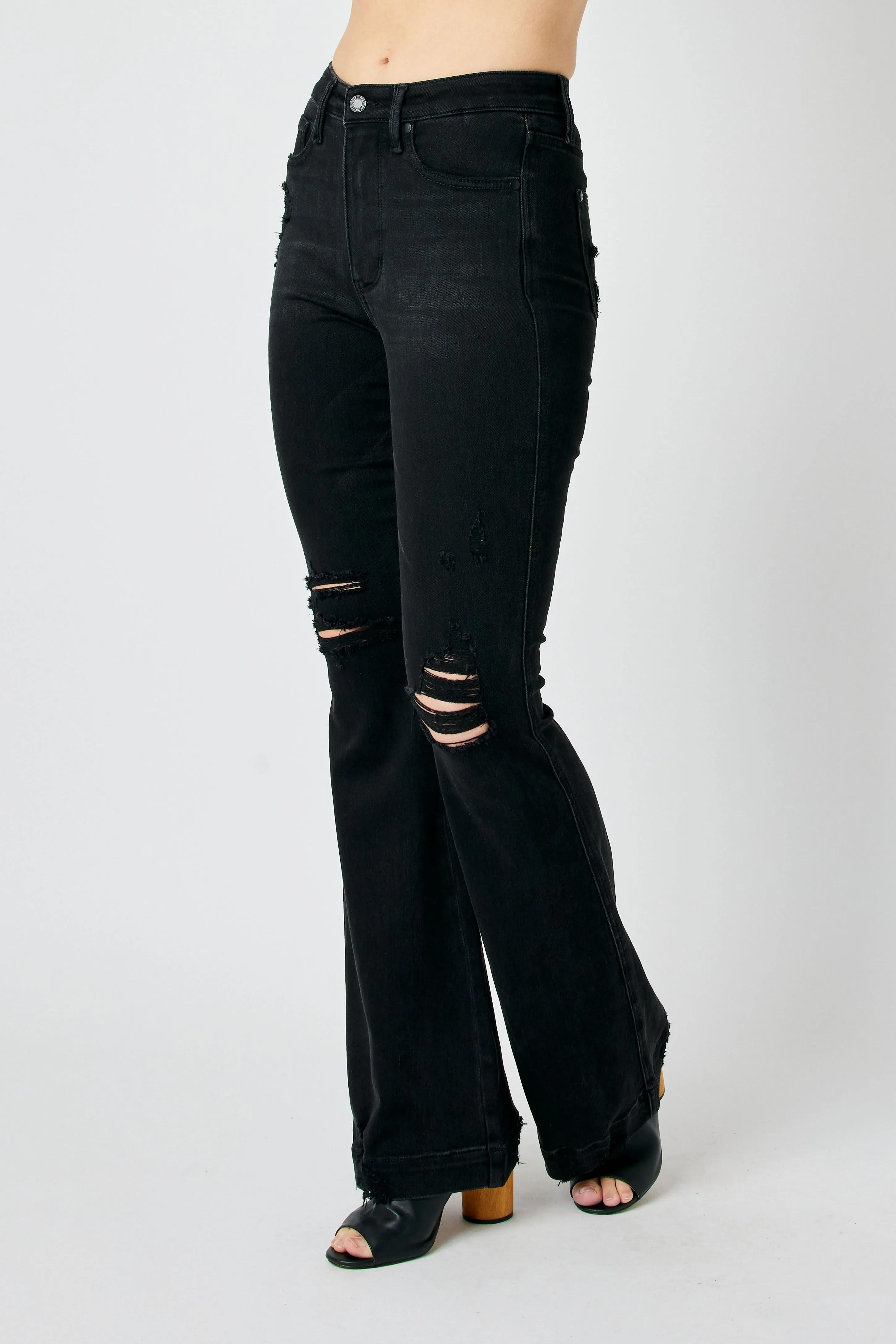 Judy Blue Black High Waisted Tummy Control Destroy Flare 88622