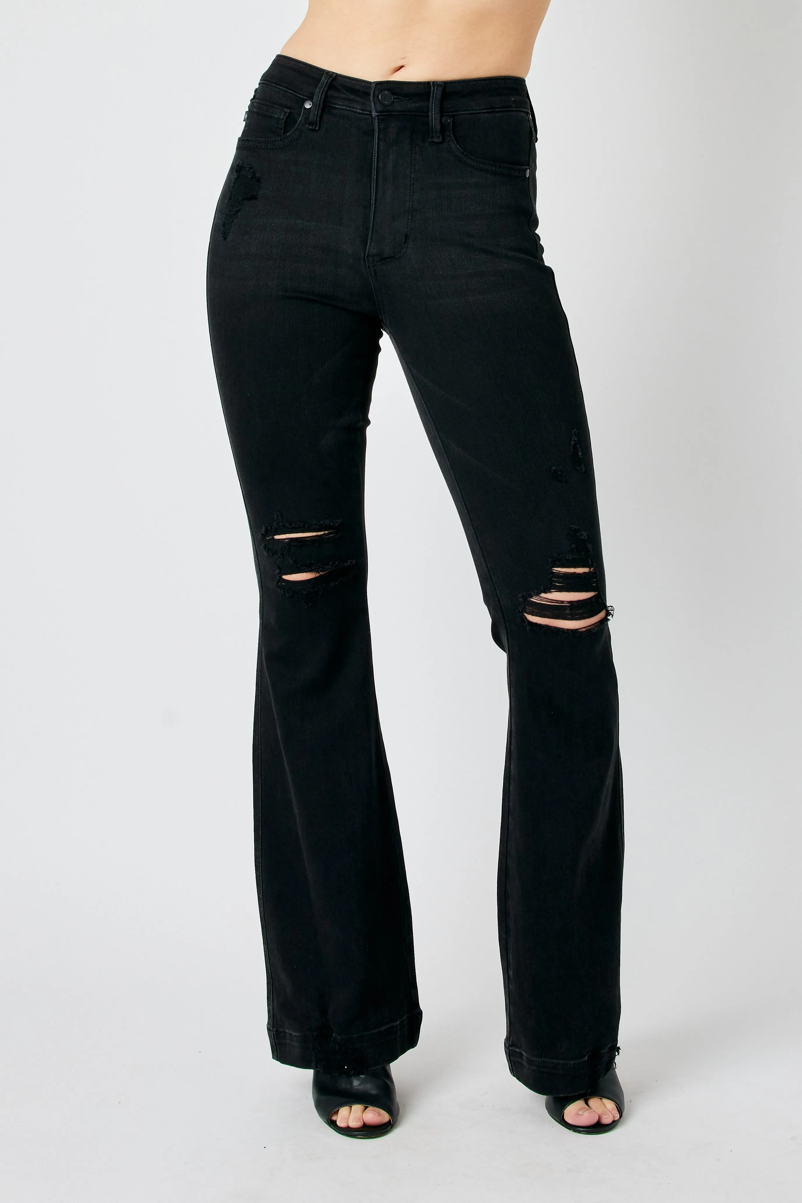 Judy Blue Black High Waisted Tummy Control Destroy Flare 88622
