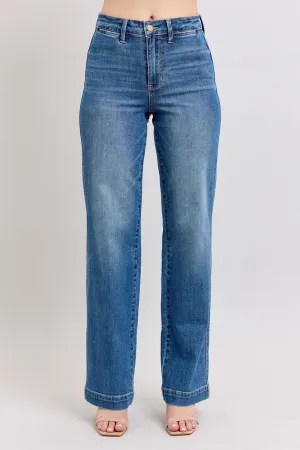 Judy Blue High Waist Contrast Thread Straight Leg Jeans 88596