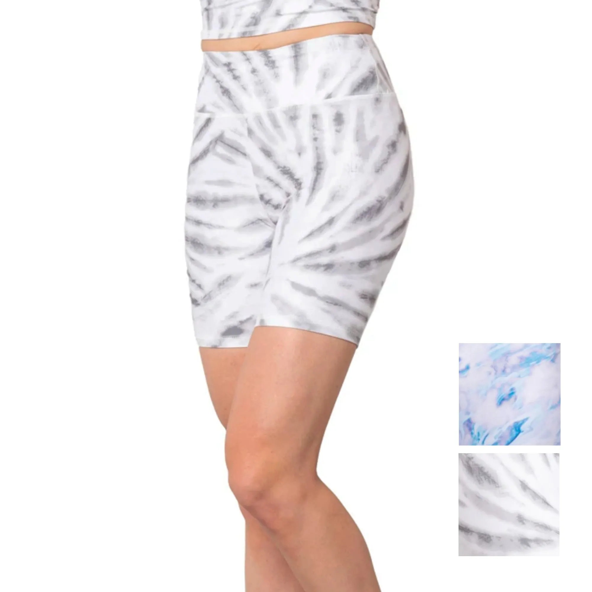 Kyodan Women's High Rise Moisture Wicking Soft Brushed Surface Printed Active Biker Shorts