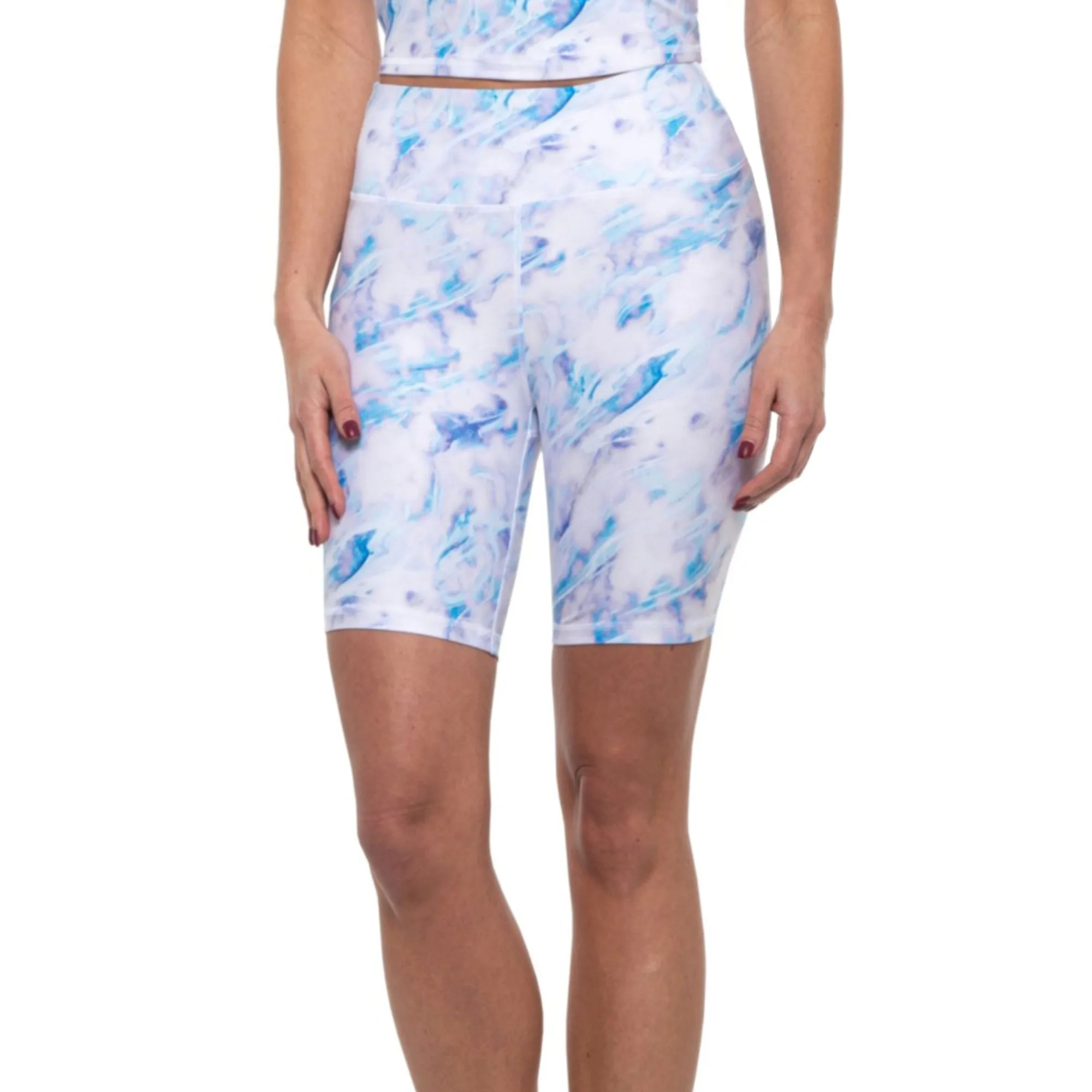 Kyodan Women's High Rise Moisture Wicking Soft Brushed Surface Printed Active Biker Shorts
