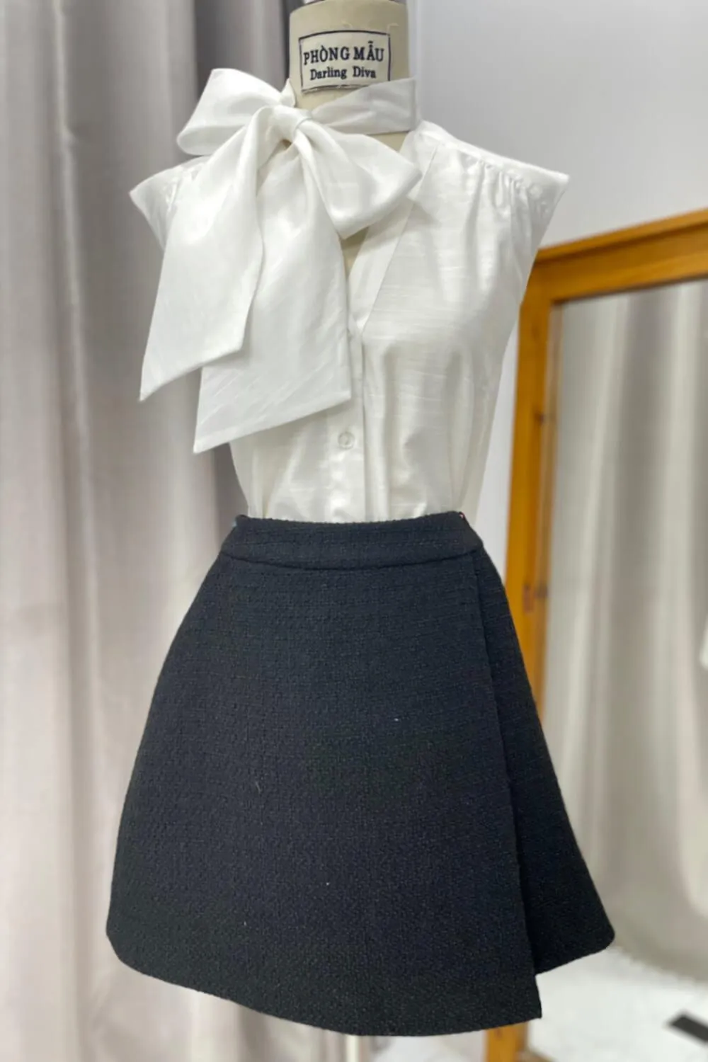 Lauder Wrap High Waist Tweed Mini Skirt