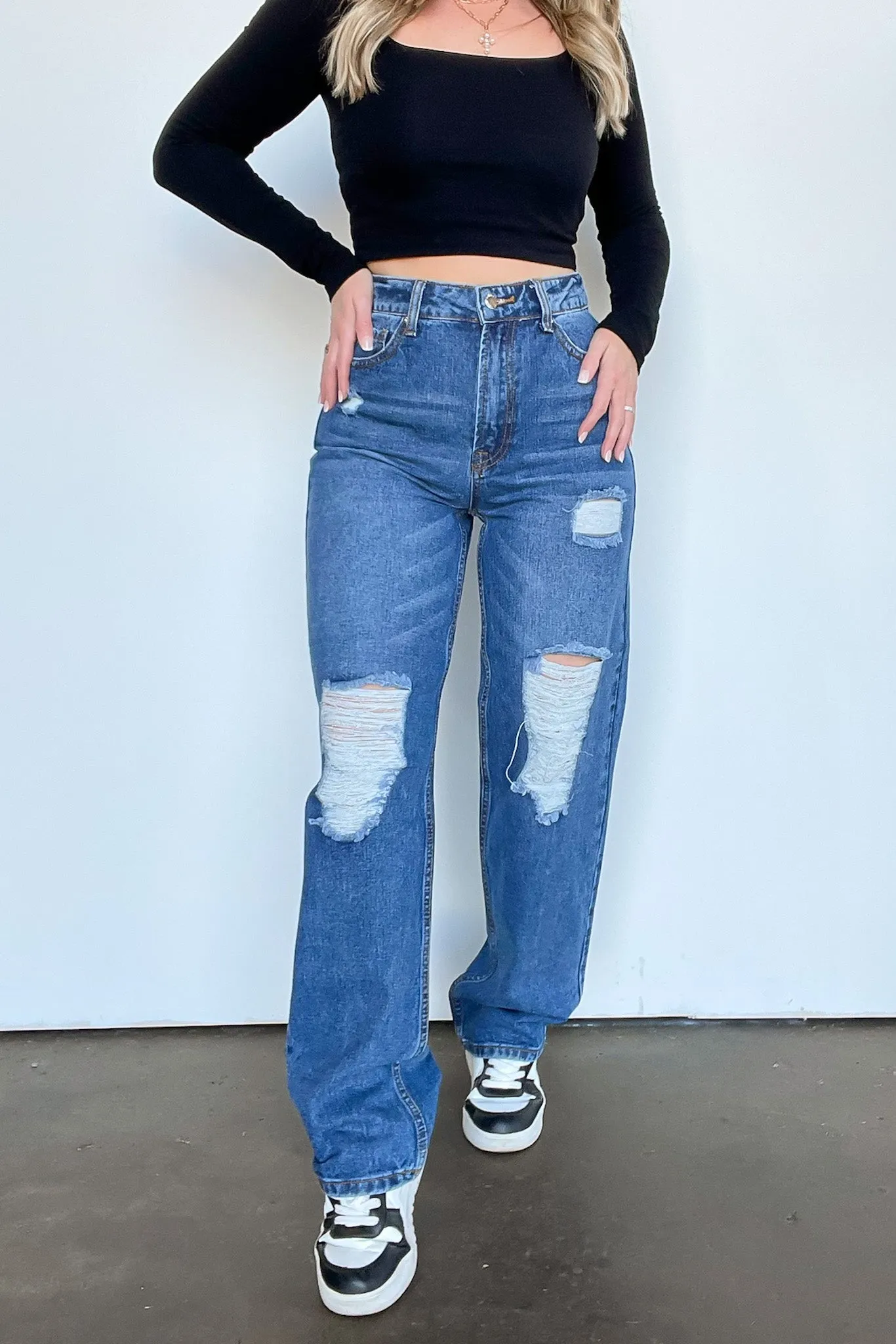 Mcklaye High Waist Distressed Jeans - FINAL SALE