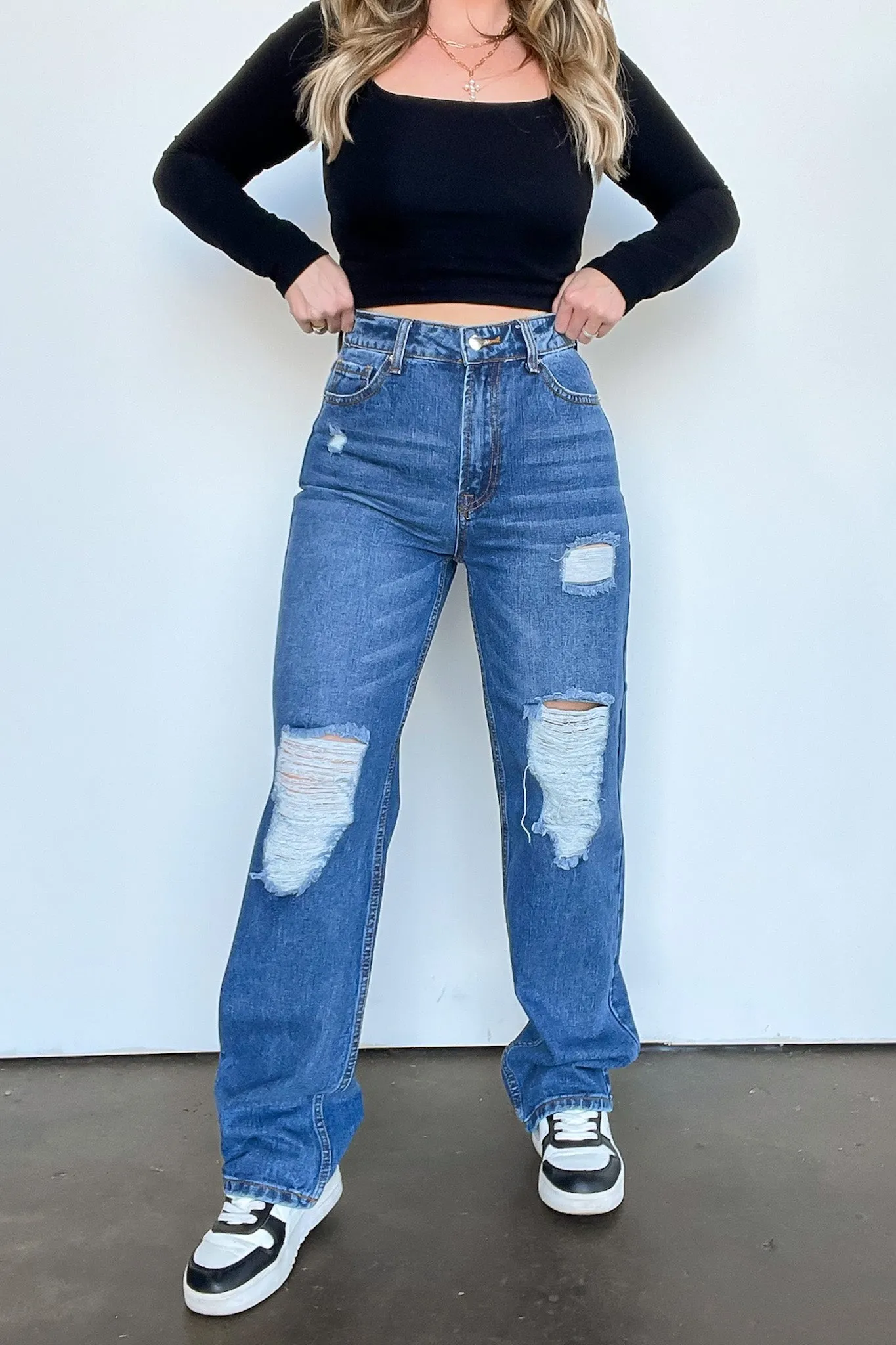 Mcklaye High Waist Distressed Jeans - FINAL SALE