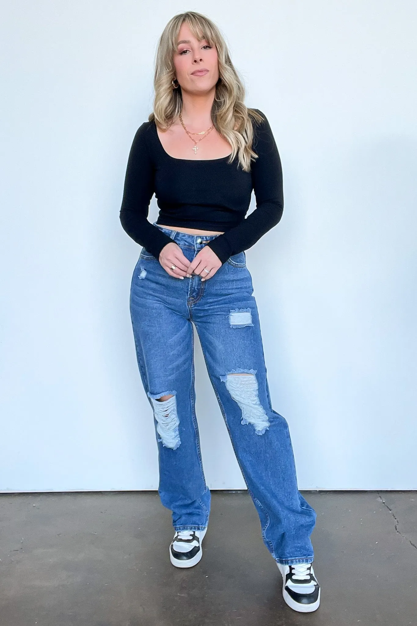 Mcklaye High Waist Distressed Jeans - FINAL SALE