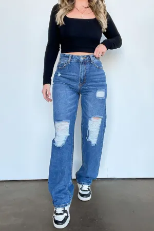 Mcklaye High Waist Distressed Jeans - FINAL SALE