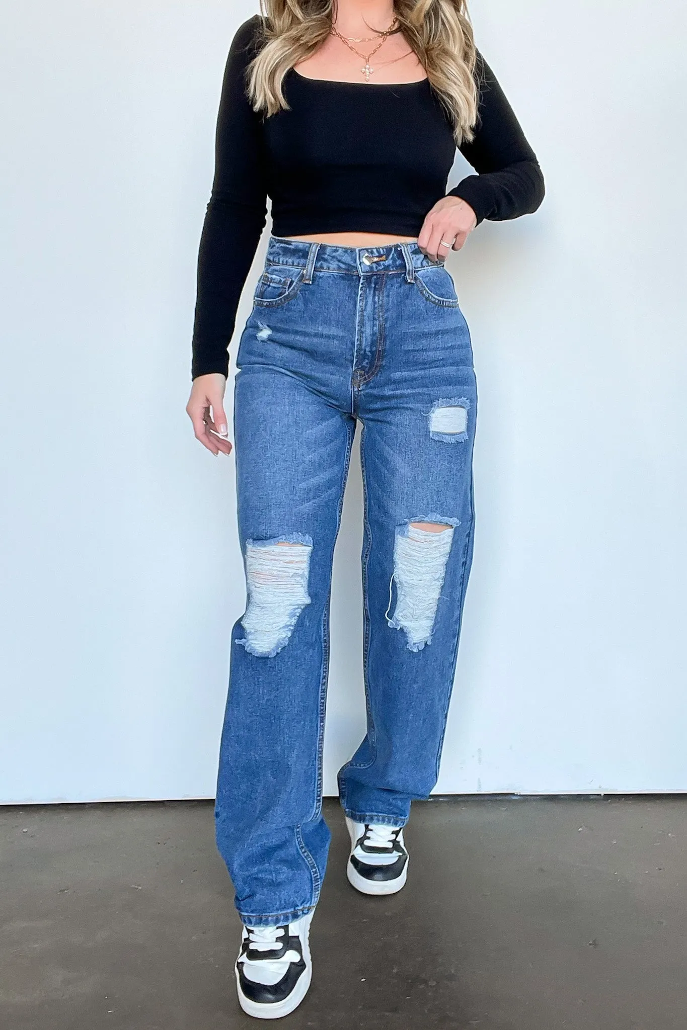 Mcklaye High Waist Distressed Jeans - FINAL SALE