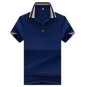 Mens Breathable Polo Shirt Solid Color Short Sleeve Spring Summer Casual Tops