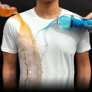 Mens Creative Hydrophobic Waterproof Breathable Anti-fouling Black White T-shirt