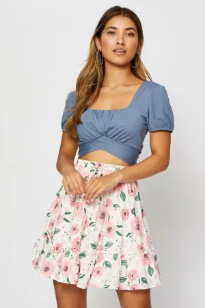 Print Floral Skater Skirt