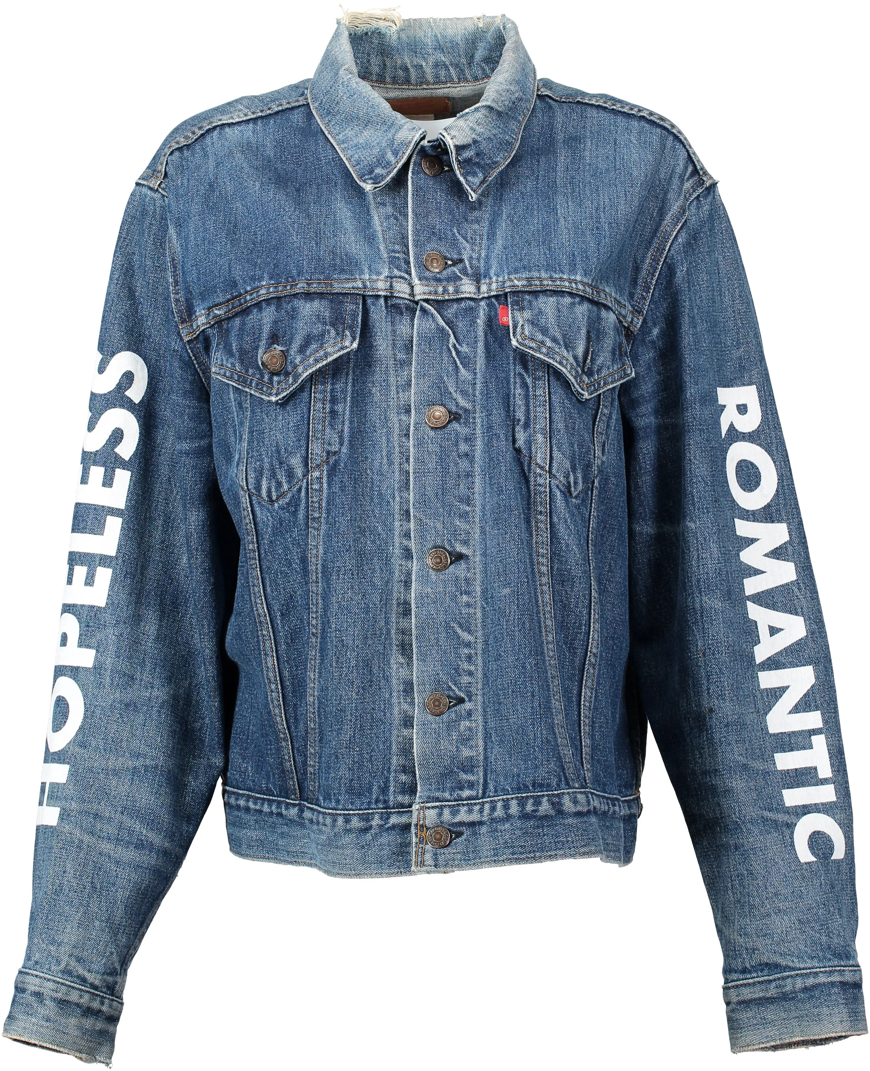 "LuLu" 'Hopeless Romantic' printed Vintage Denim Jacket