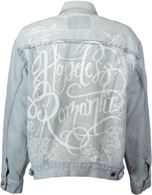 "Scarlet" 'Hopeless Romantic' Hand painted vintage Denim Jacket