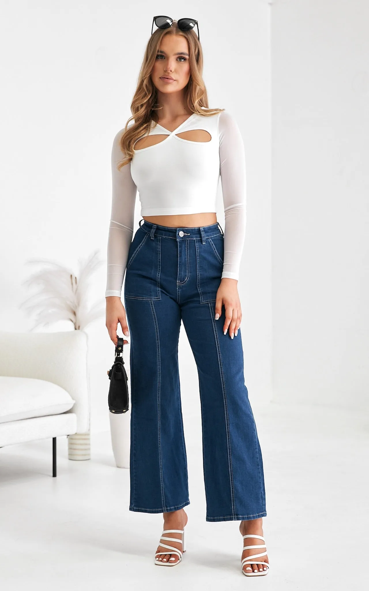 Robbie Wide Leg Jeans - Dark Blue