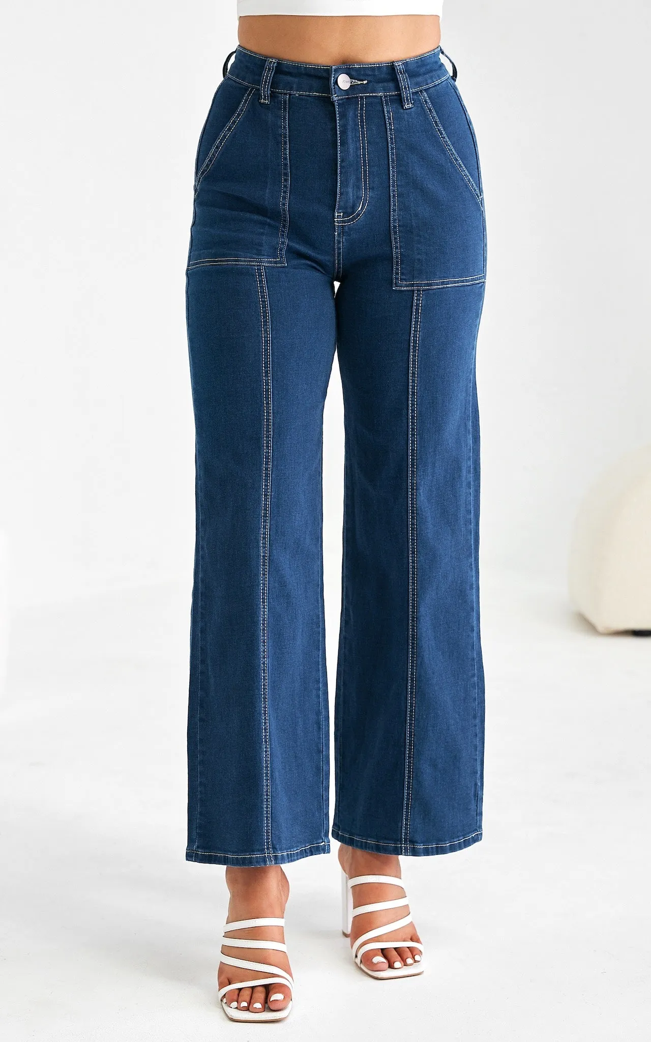 Robbie Wide Leg Jeans - Dark Blue