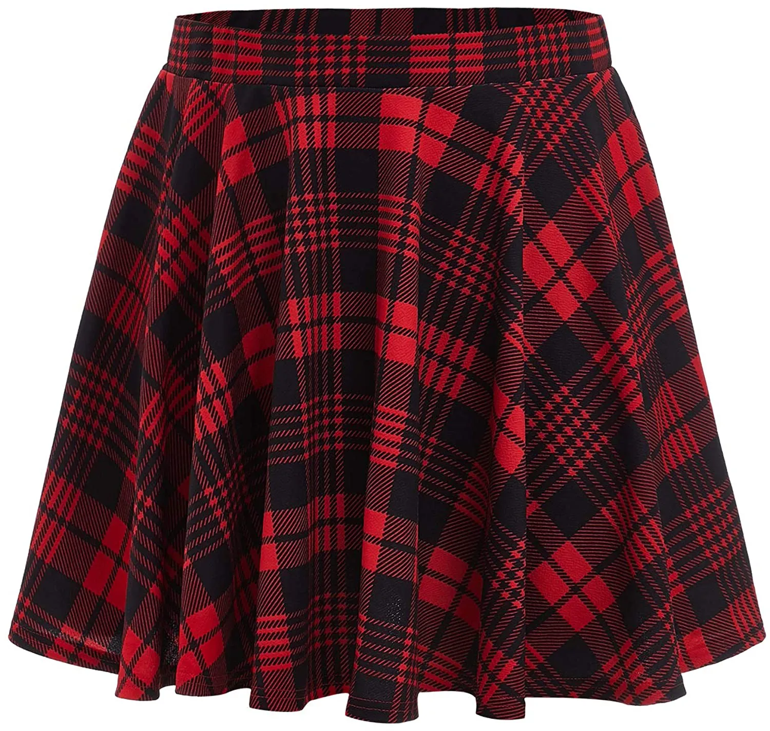 Romwe Women's Plus Size Stretchy Elastic Waist Flared Casual Mini Skater Skirt