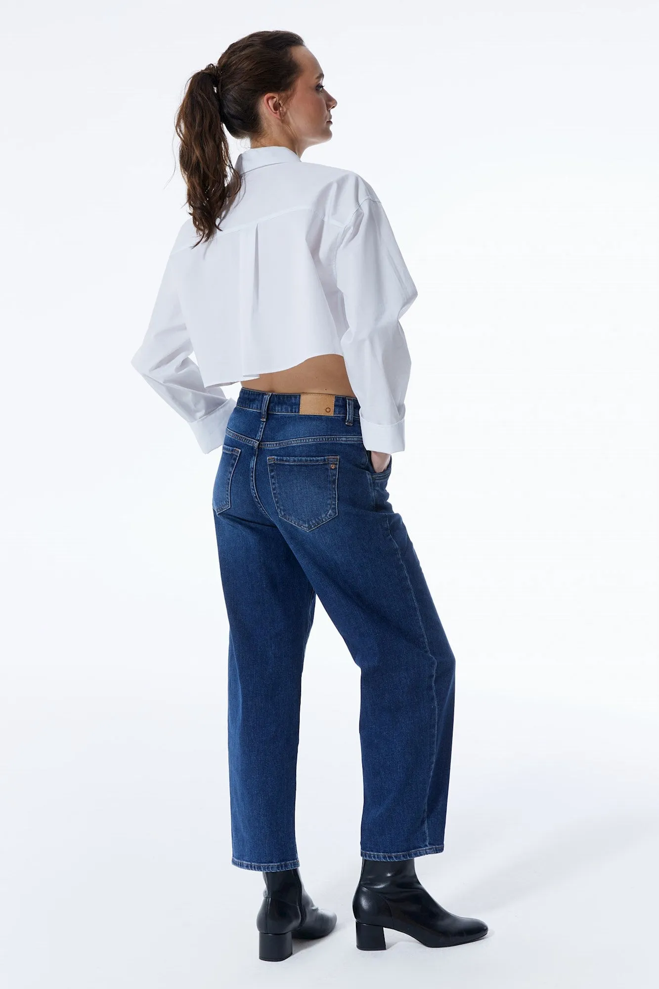 ROSE High Waist Balloon Fit 5 Pocket Jeans, dark blue
