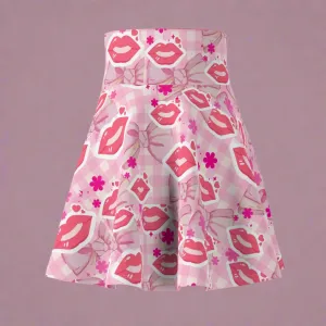 Skirt: Flirty Pink Kiss Print
